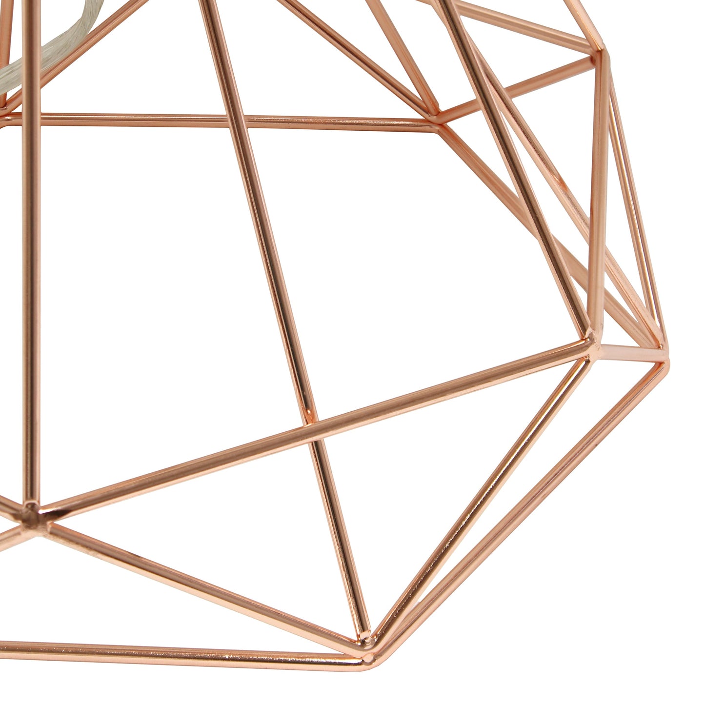 All The Rages Lalia Home Geometric Rose Gold Wired Table Lamp With Fabric Shade