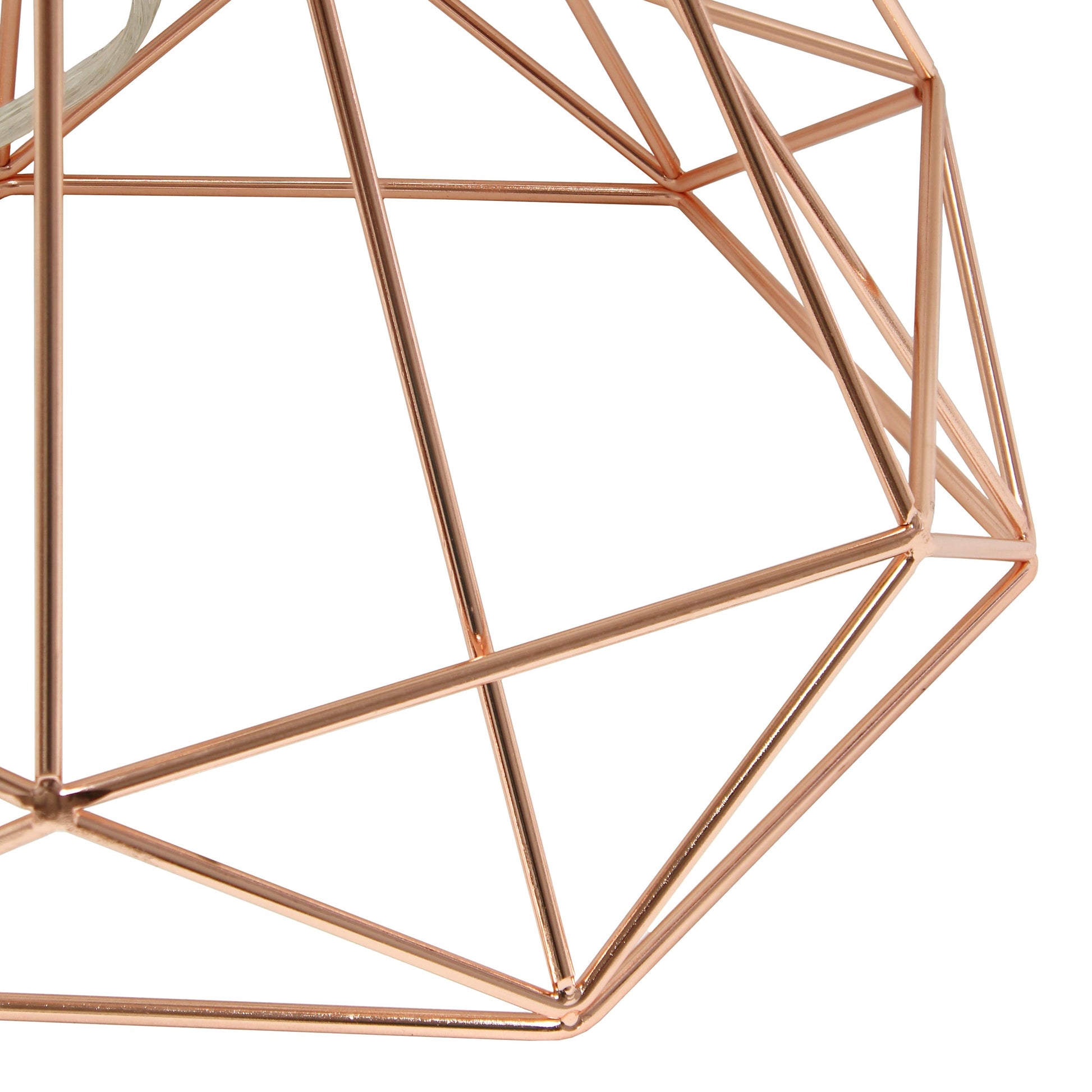 All The Rages Lalia Home Geometric Rose Gold Wired Table Lamp With Fabric Shade
