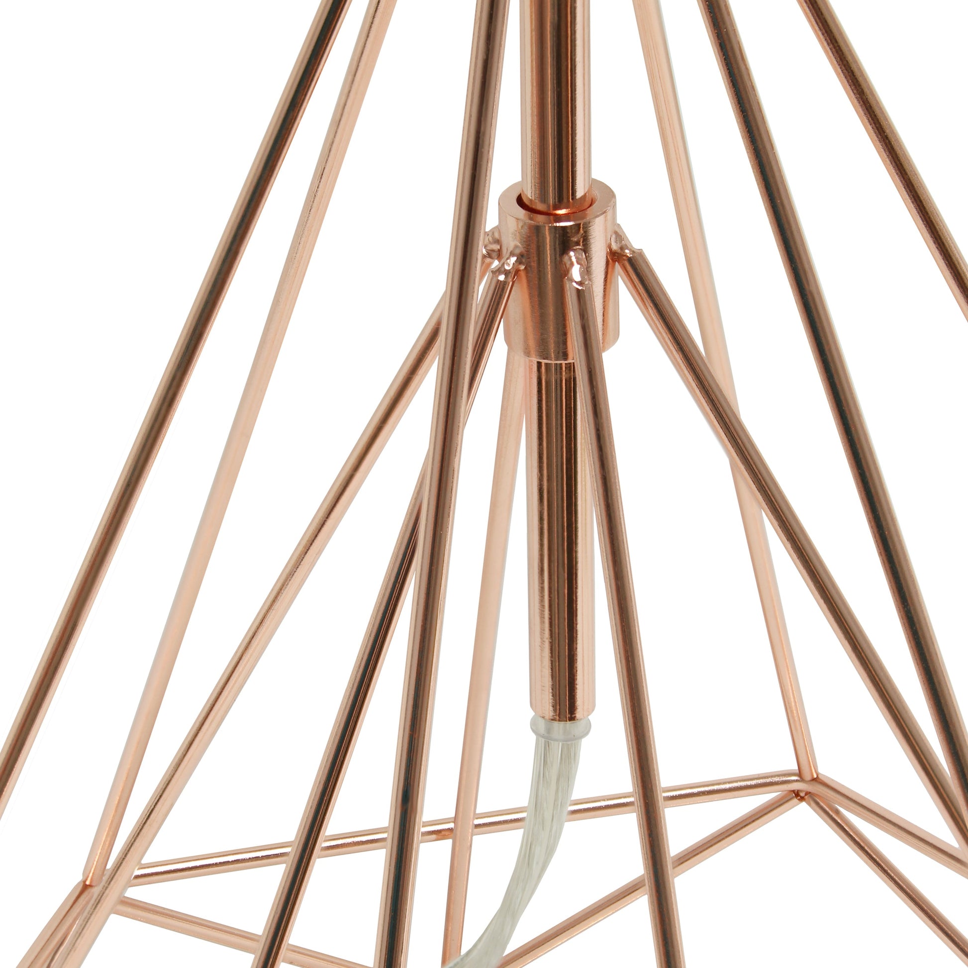 All The Rages Lalia Home Geometric Rose Gold Wired Table Lamp With Fabric Shade