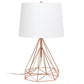 All The Rages Lalia Home Geometric Rose Gold Wired Table Lamp With Fabric Shade