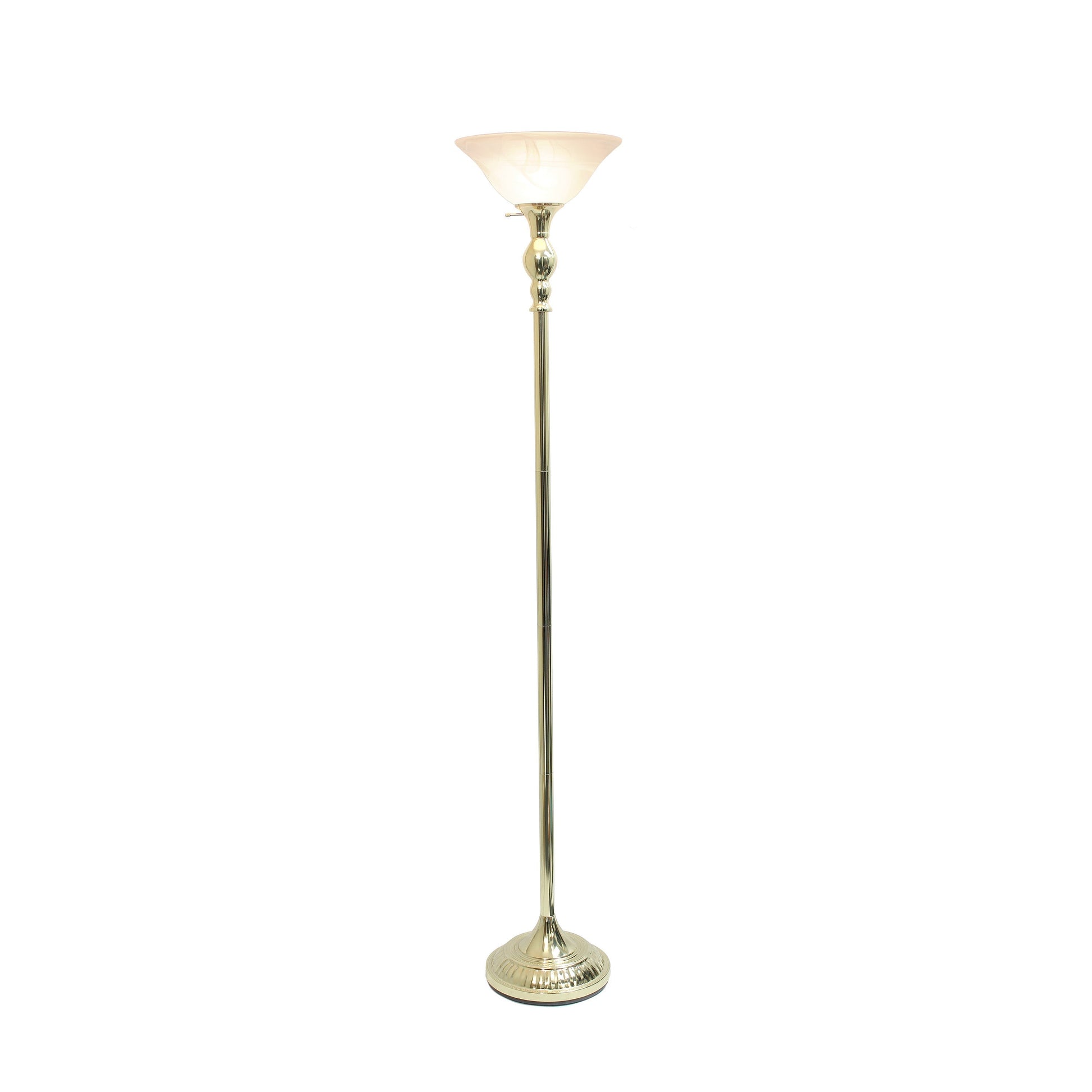 All The Rages Lalia Home Gold 1-Light Classic Torchiere Floor Lamp With Marbleized Glass Shade