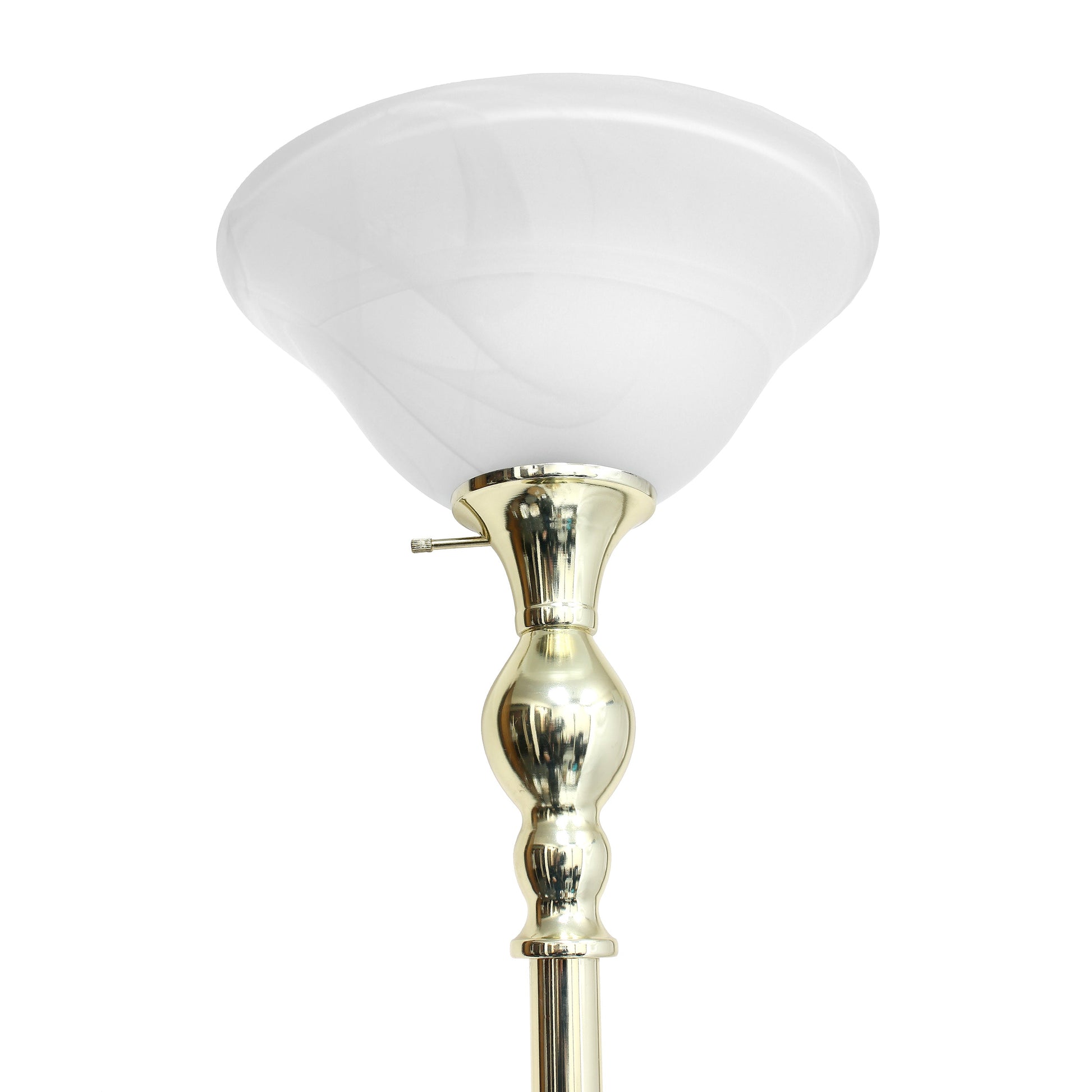 All The Rages Lalia Home Gold 1-Light Classic Torchiere Floor Lamp With Marbleized Glass Shade