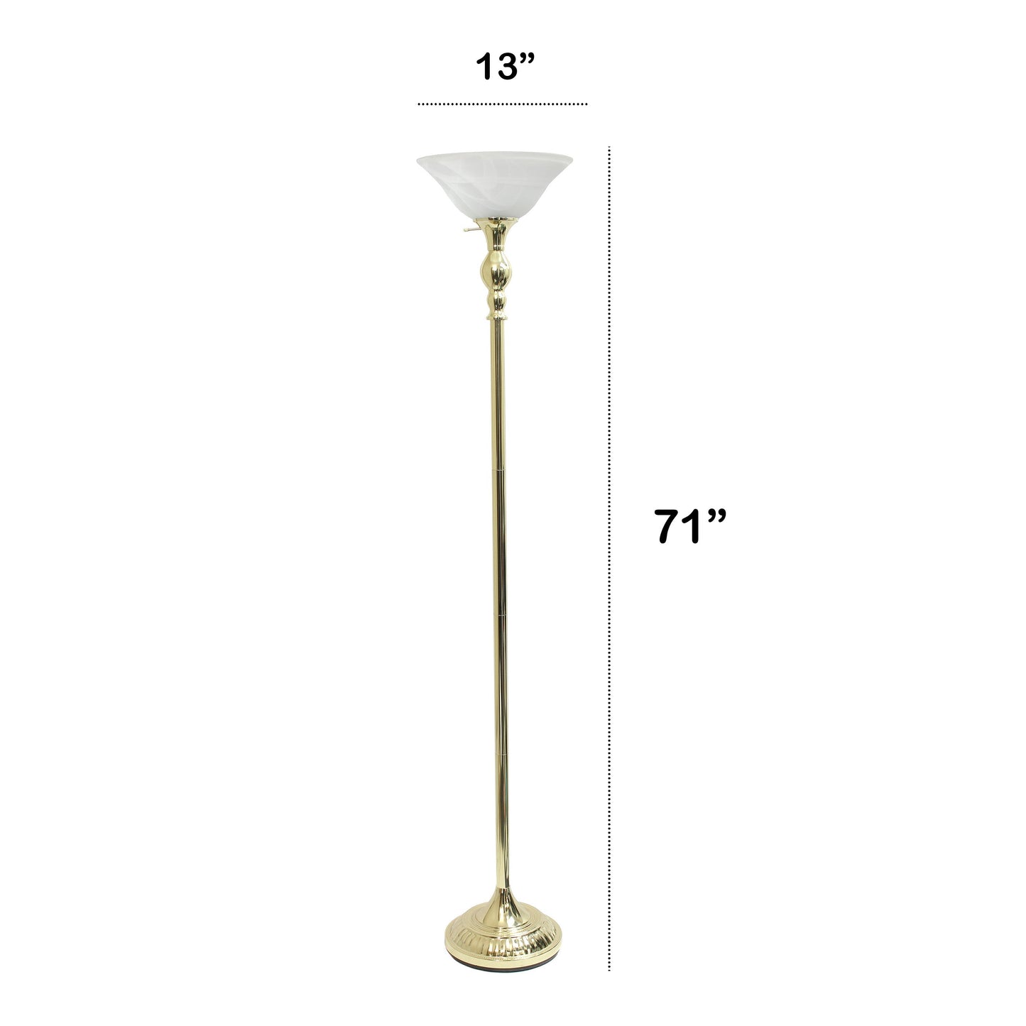 All The Rages Lalia Home Gold 1-Light Classic Torchiere Floor Lamp With Marbleized Glass Shade