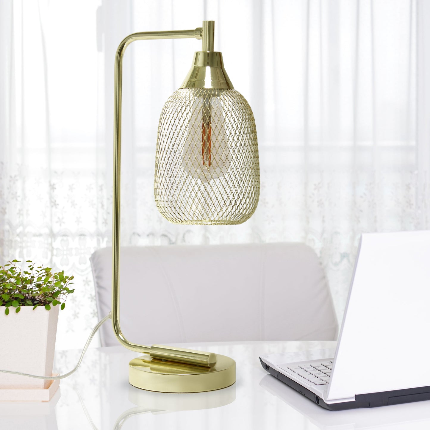 All The Rages Lalia Home Gold Industrial Mesh Table Lamp