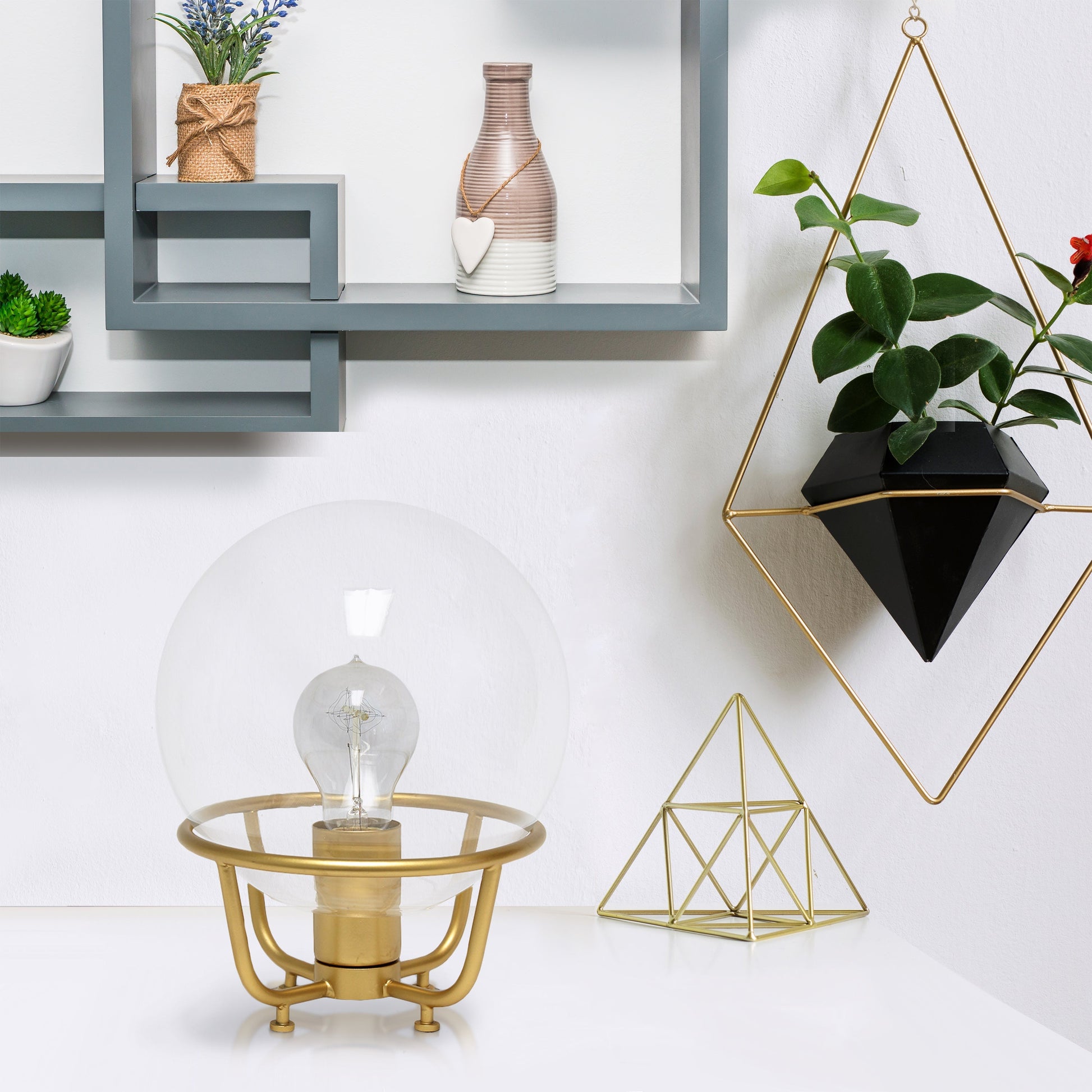All The Rages Lalia Home Gold Old World Globe Glass Table Lamp
