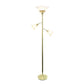 All The Rages Lalia Home Gold Torchiere Floor Lamp With 2 Reading Lights & Scalloped Glass Shades