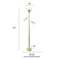 All The Rages Lalia Home Gold Torchiere Floor Lamp With 2 Reading Lights & Scalloped Glass Shades