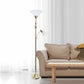 All The Rages Lalia Home Gold Torchiere Floor Lamp With Reading Light & Marble Glass Shades