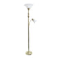 All The Rages Lalia Home Gold Torchiere Floor Lamp With Reading Light & Marble Glass Shades