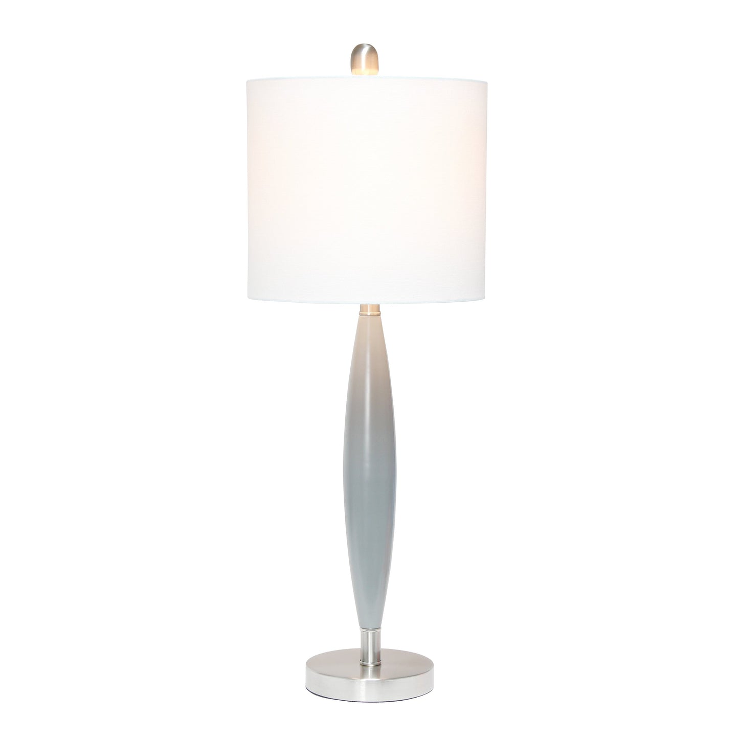 All The Rages Lalia Home Gray Stylus Table Lamp With White Fabric Shade