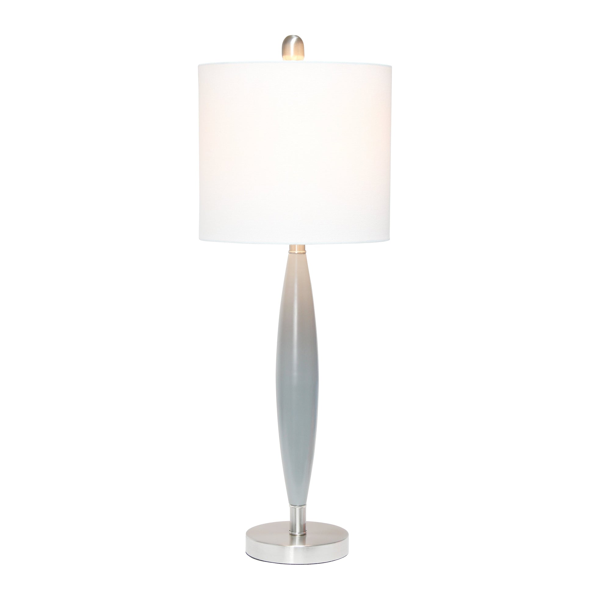 All The Rages Lalia Home Gray Stylus Table Lamp With White Fabric Shade