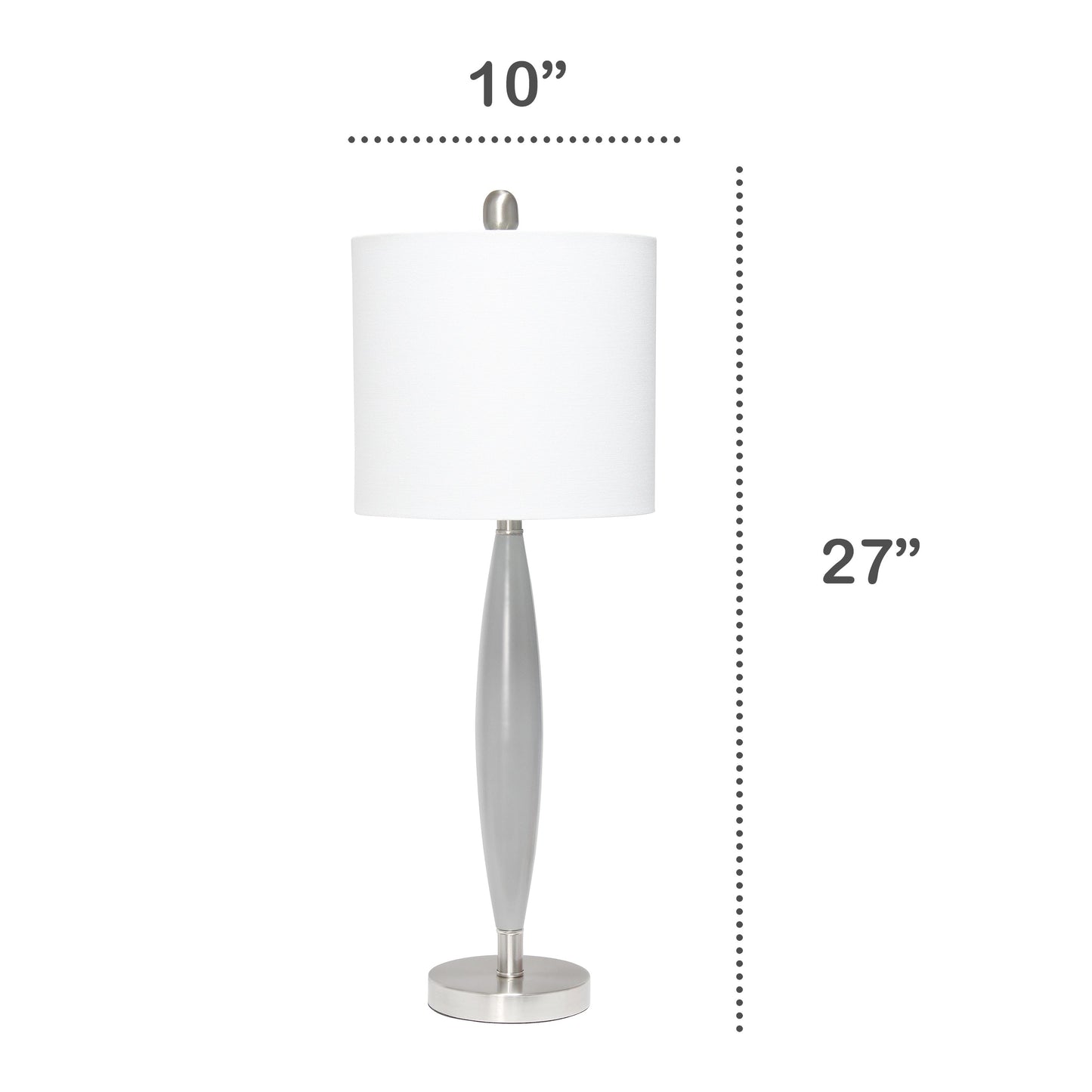 All The Rages Lalia Home Gray Stylus Table Lamp With White Fabric Shade