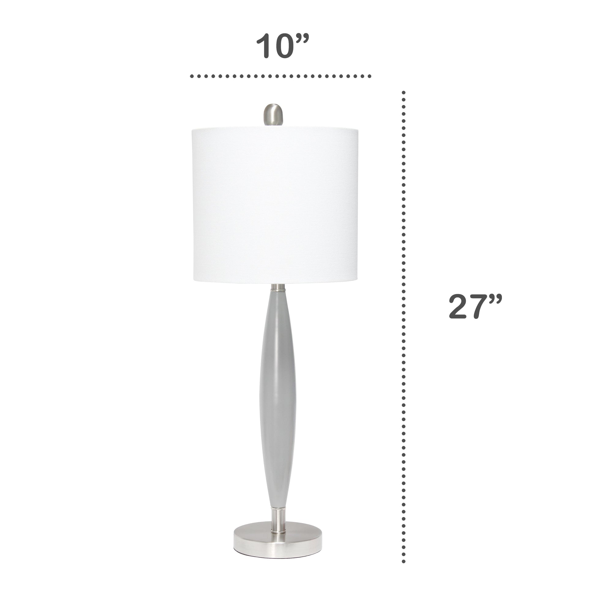 All The Rages Lalia Home Gray Stylus Table Lamp With White Fabric Shade