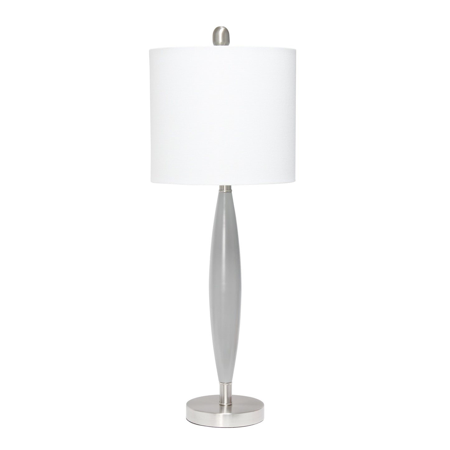All The Rages Lalia Home Gray Stylus Table Lamp With White Fabric Shade