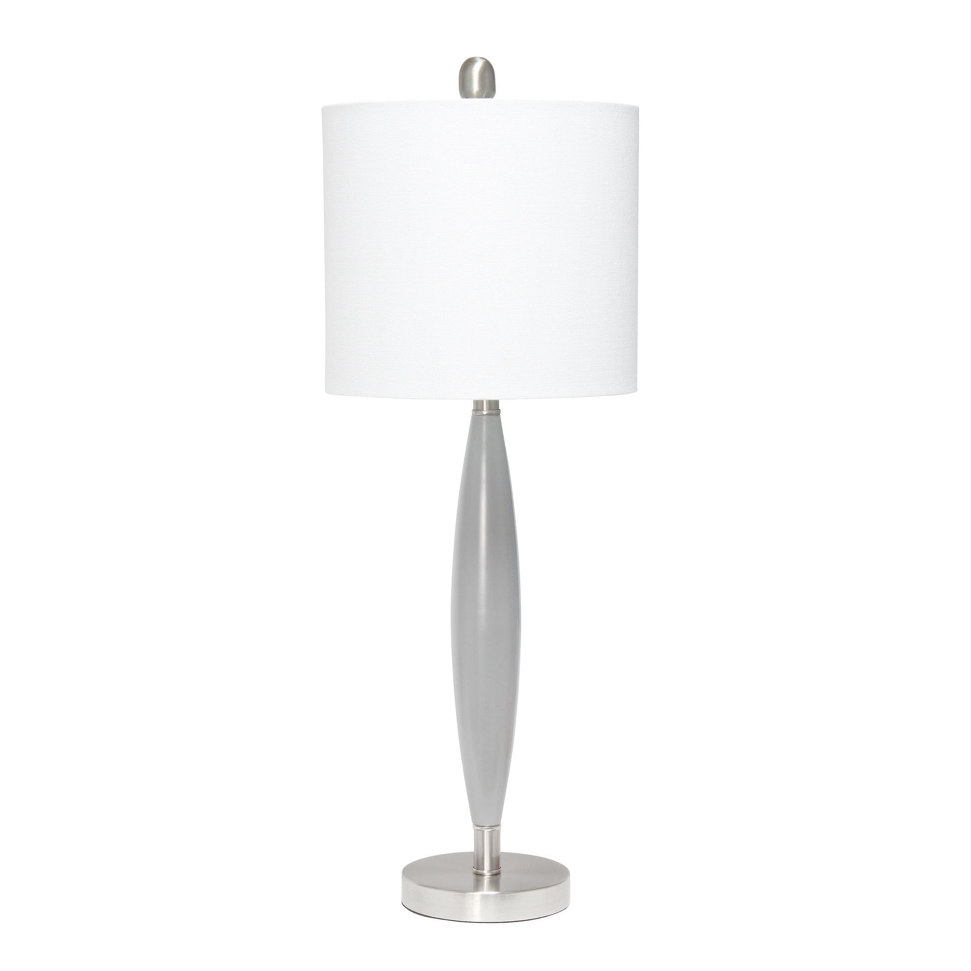All The Rages Lalia Home Gray Stylus Table Lamp With White Fabric Shade