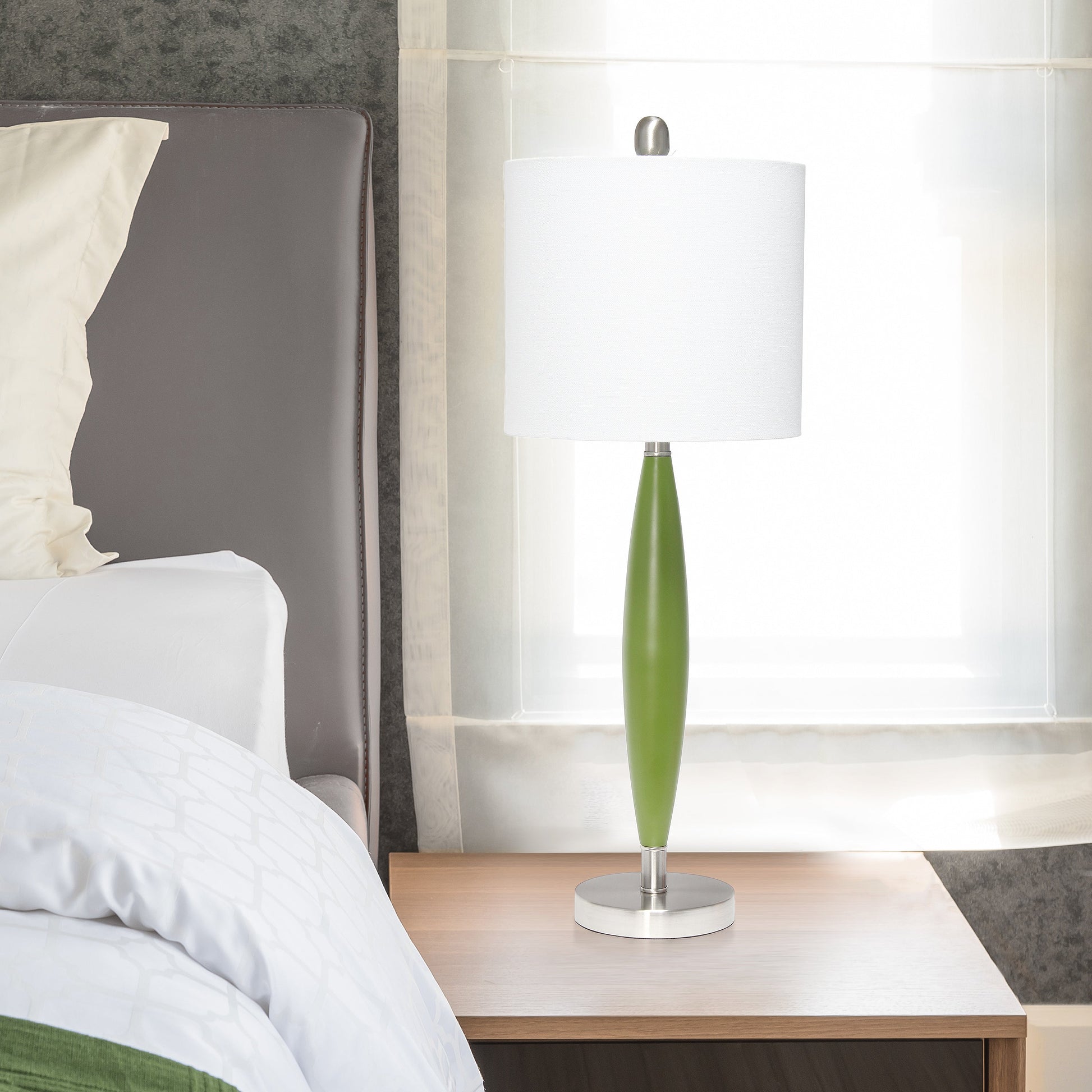 All The Rages Lalia Home Green Stylus Table Lamp With White Fabric Shade