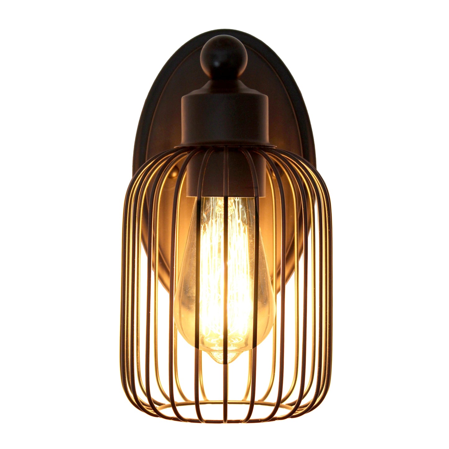 All The Rages Lalia Home Ironhouse 11" Black Industrial Decorative Cage Wall Sconce