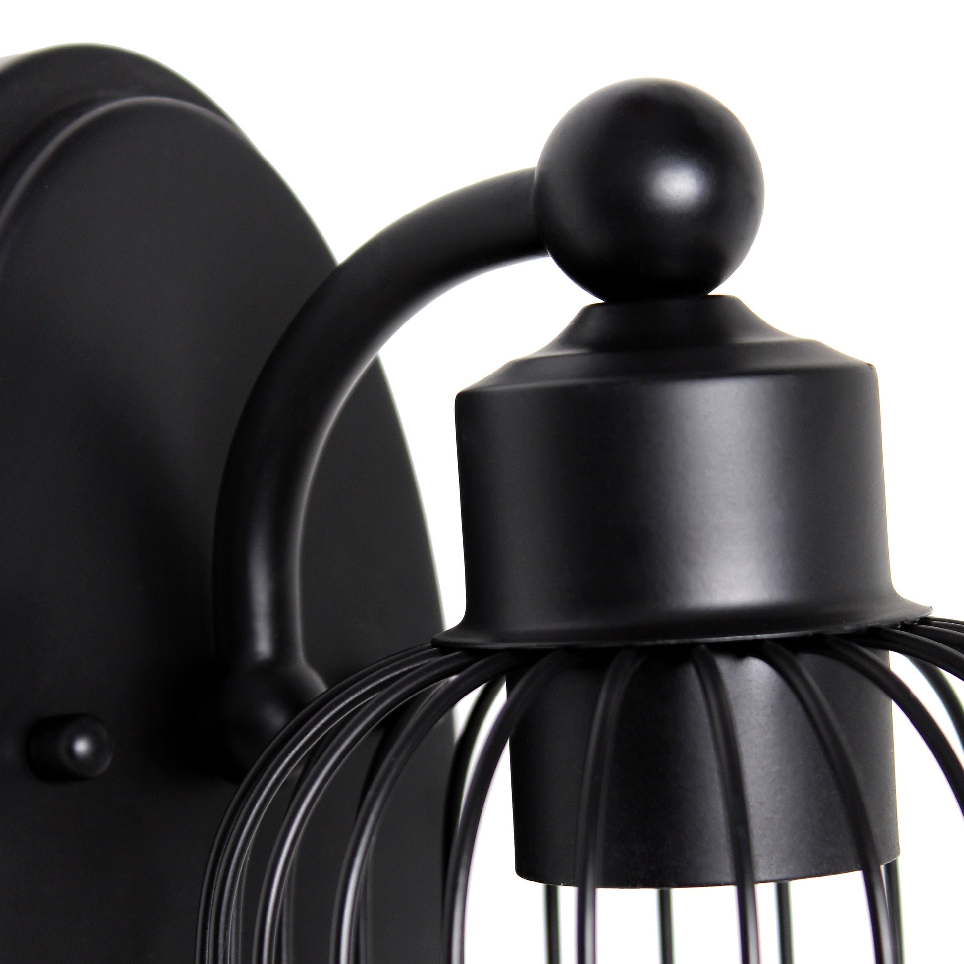 All The Rages Lalia Home Ironhouse 11" Black Industrial Decorative Cage Wall Sconce
