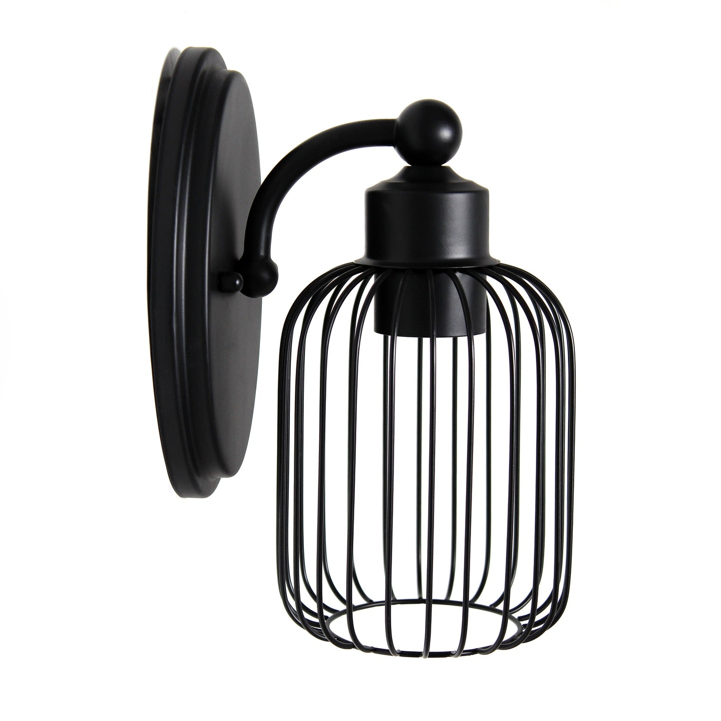 All The Rages Lalia Home Ironhouse 11" Black Industrial Decorative Cage Wall Sconce