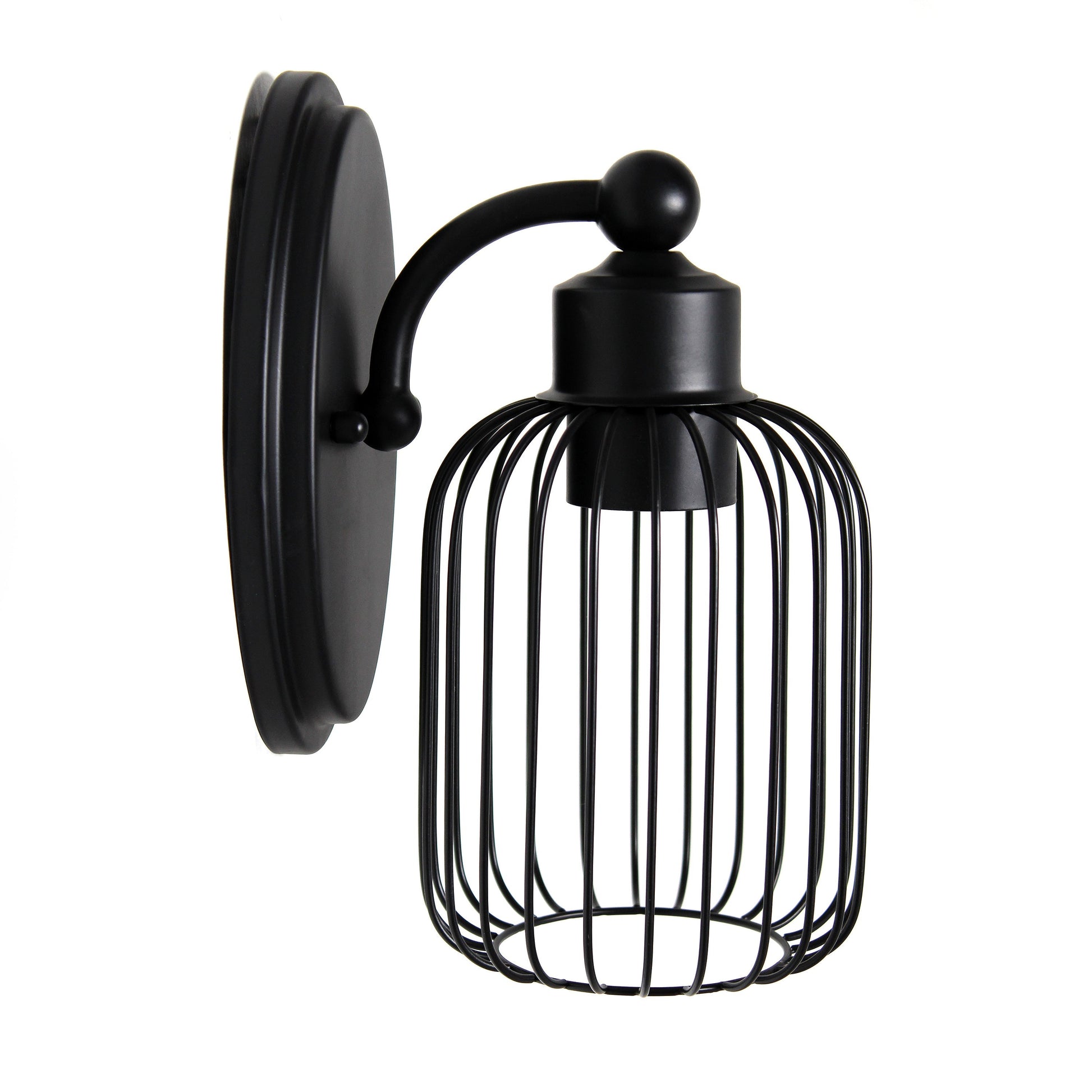All The Rages Lalia Home Ironhouse 11" Black Industrial Decorative Cage Wall Sconce