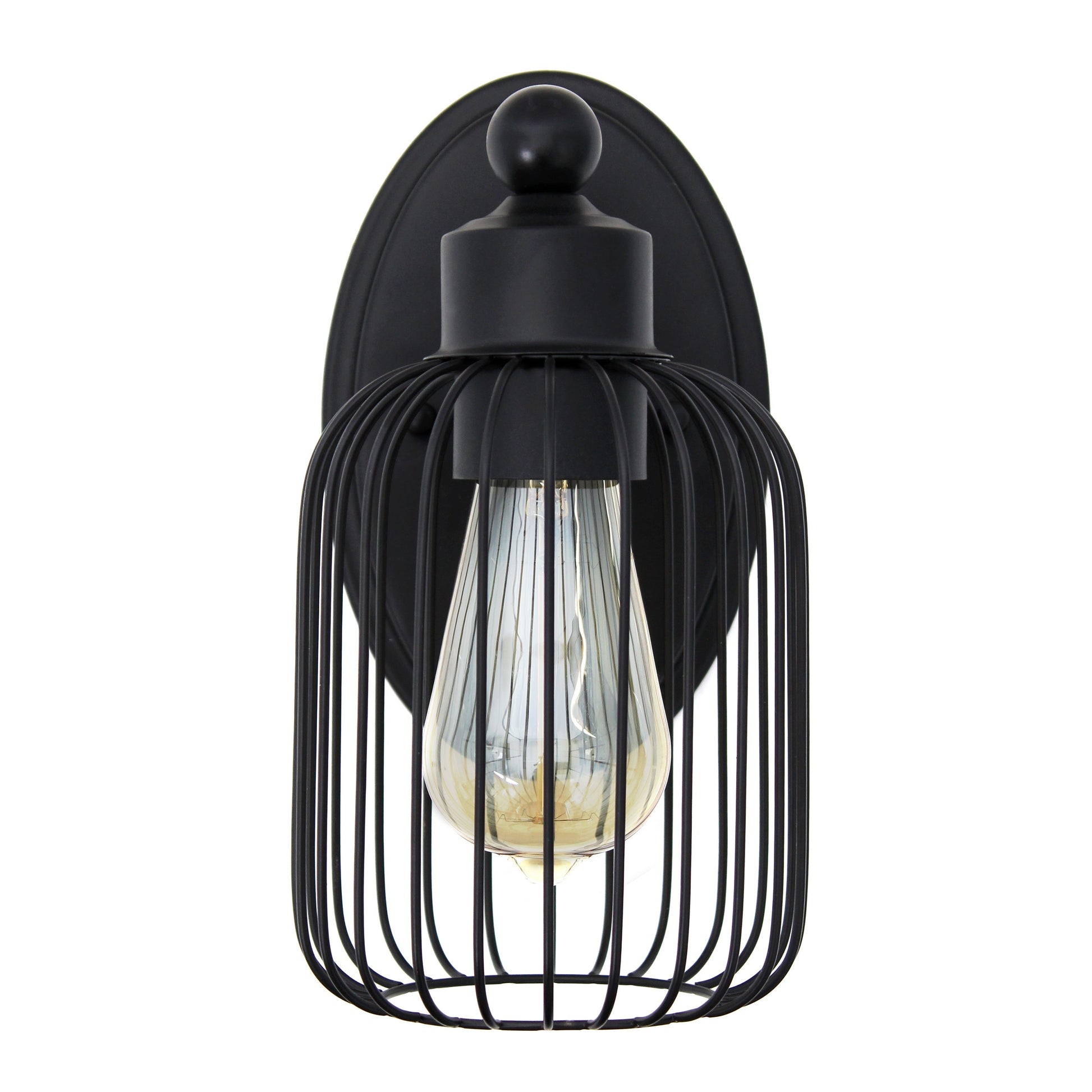 All The Rages Lalia Home Ironhouse 11" Black Industrial Decorative Cage Wall Sconce