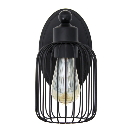 All The Rages Lalia Home Ironhouse 11" Black Industrial Decorative Cage Wall Sconce