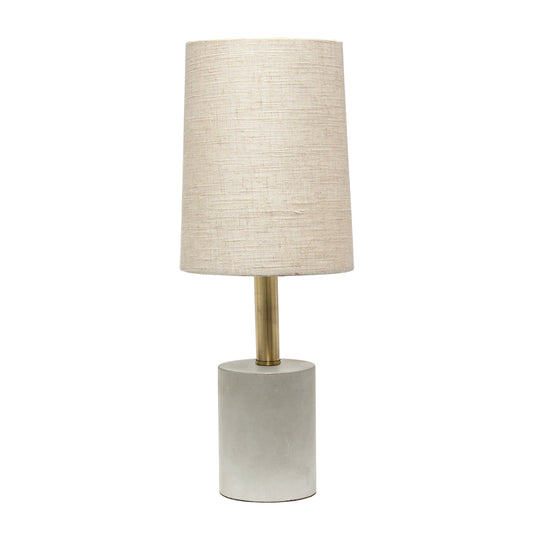 All The Rages Lalia Home Khaki & Antique Brass Concrete Table Lamp With Linen Shade
