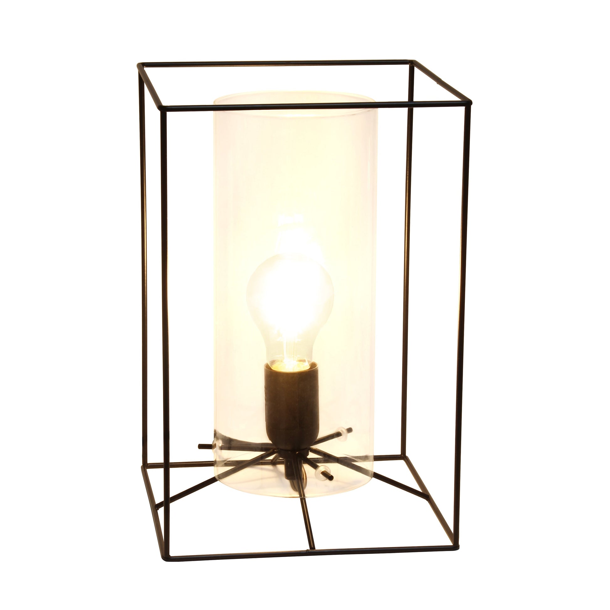 All The Rages Lalia Home Large Black Framed Table Lamp With Clear Cylinder Glass Shade