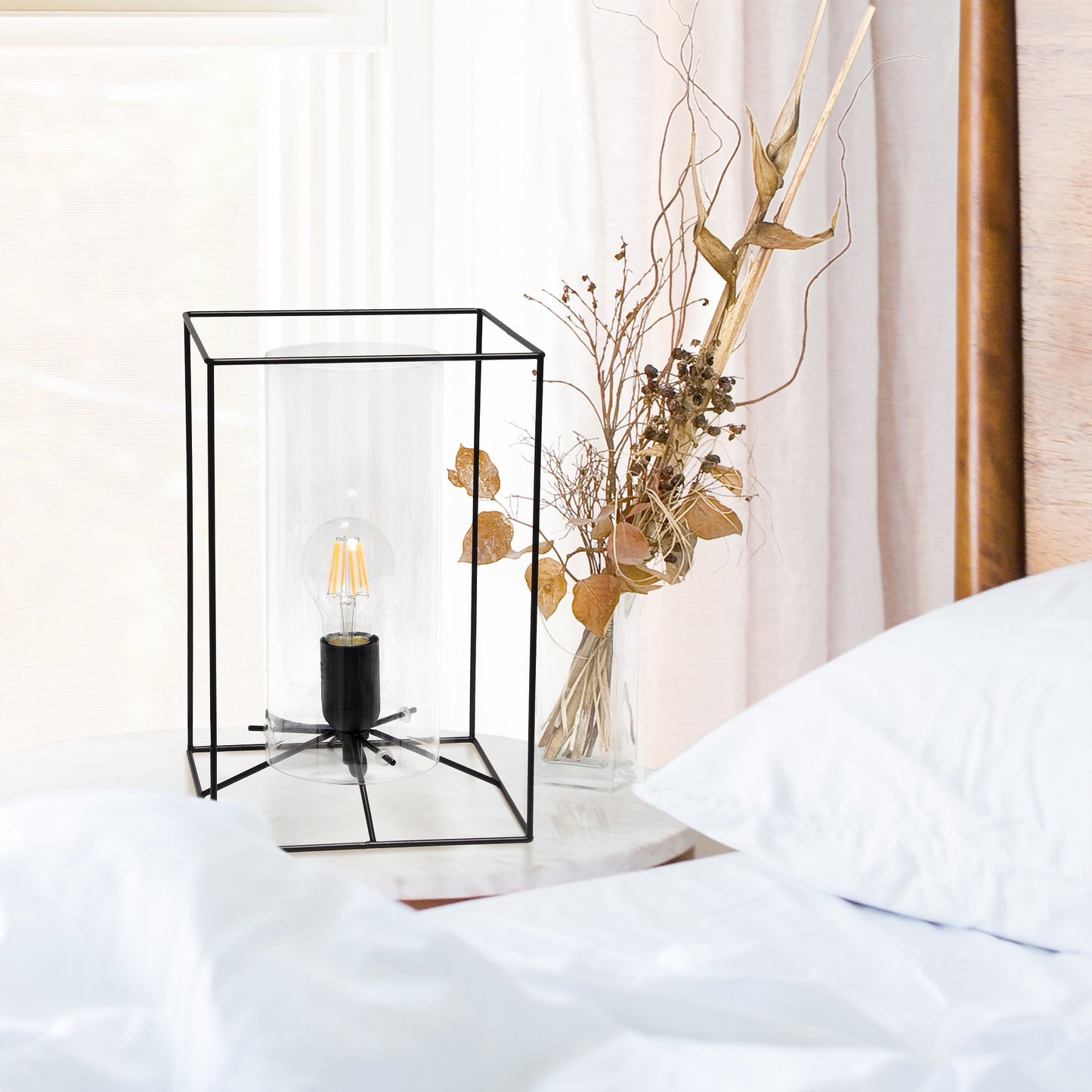 All The Rages Lalia Home Large Black Framed Table Lamp With Clear Cylinder Glass Shade