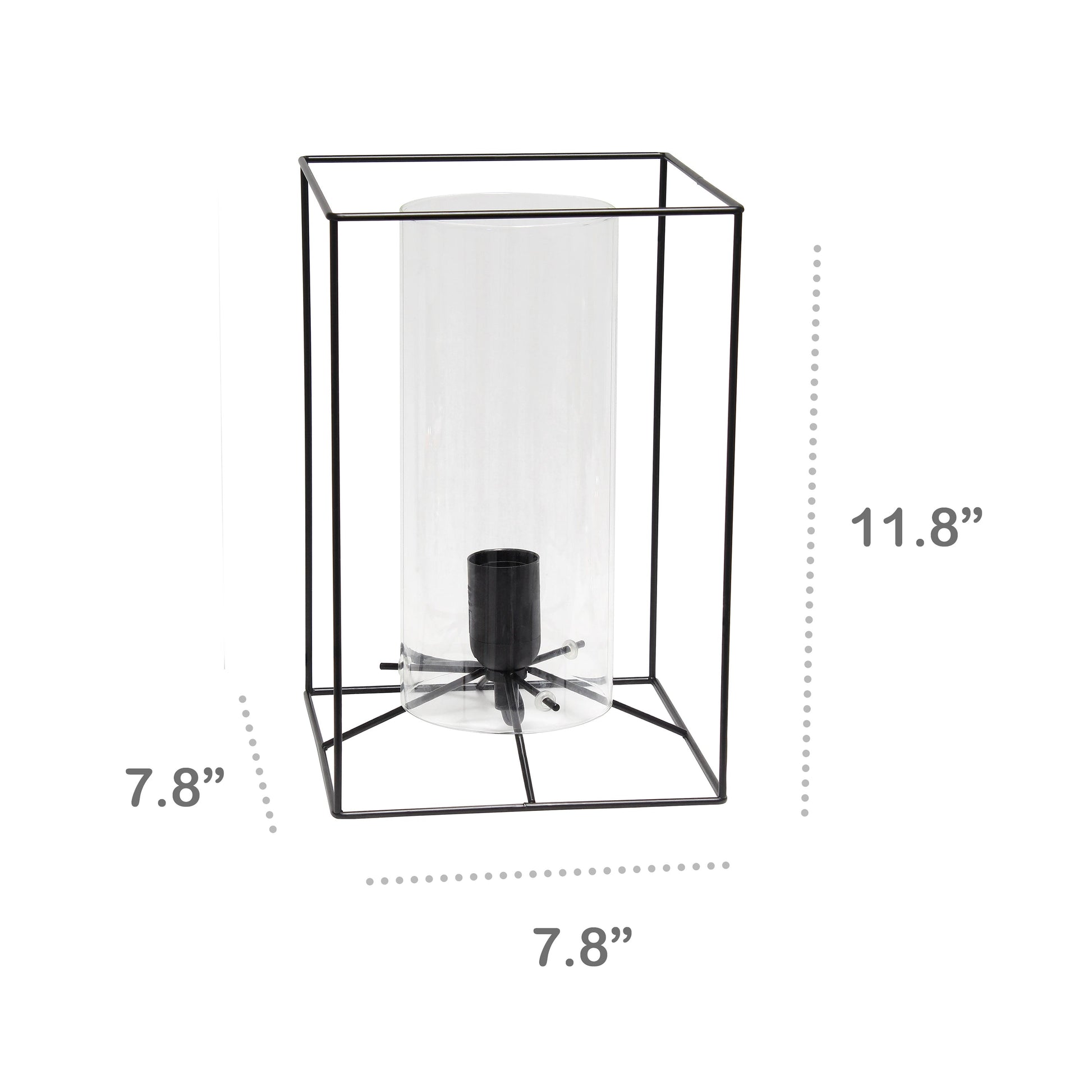 All The Rages Lalia Home Large Black Framed Table Lamp With Clear Cylinder Glass Shade