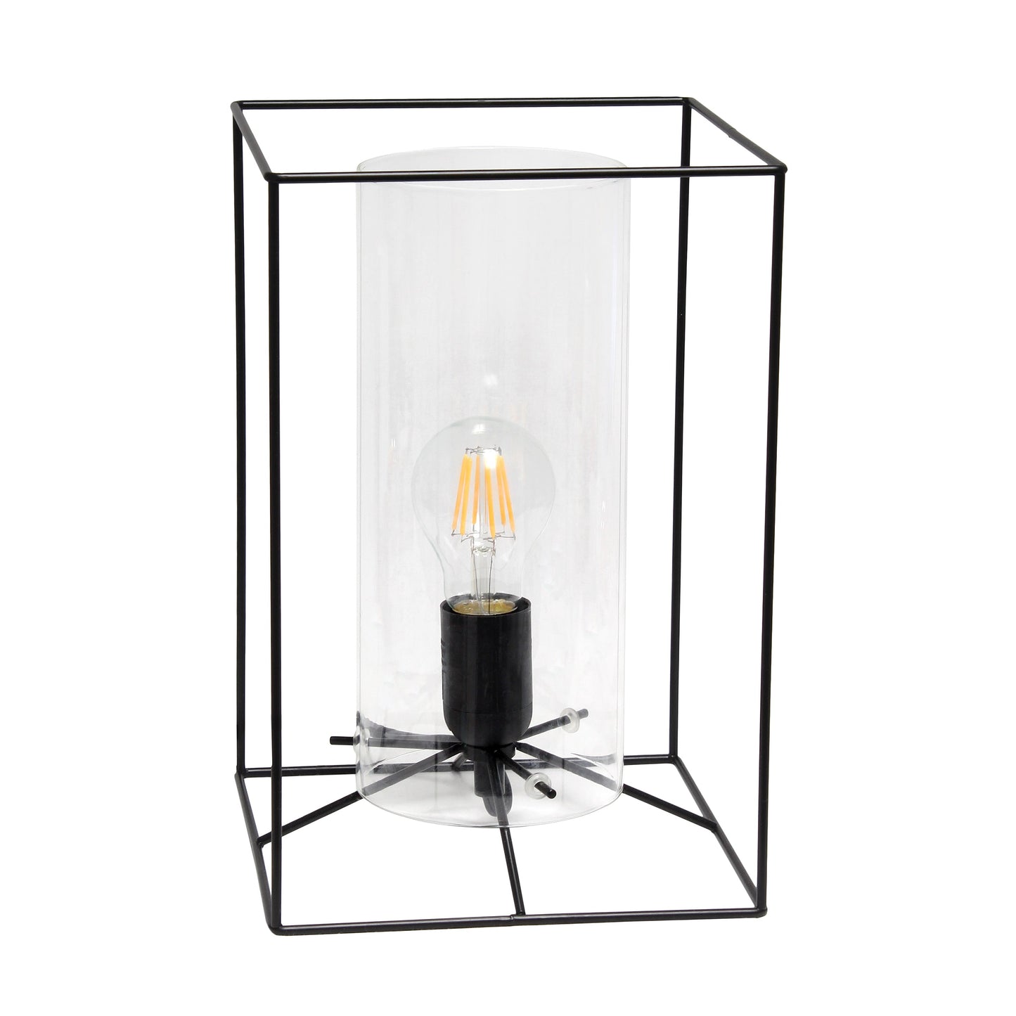 All The Rages Lalia Home Large Black Framed Table Lamp With Clear Cylinder Glass Shade