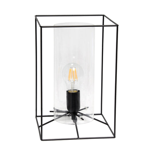 All The Rages Lalia Home Large Black Framed Table Lamp With Clear Cylinder Glass Shade