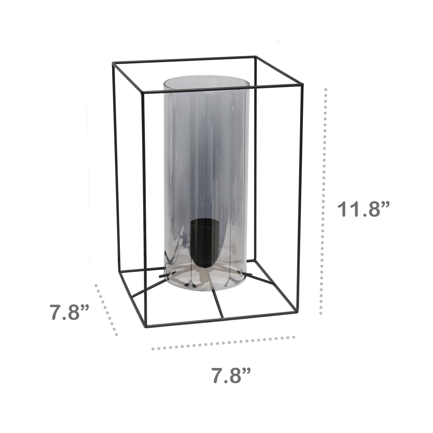 All The Rages Lalia Home Large Black Framed Table Lamp With Smoked Cylinder Glass Shade
