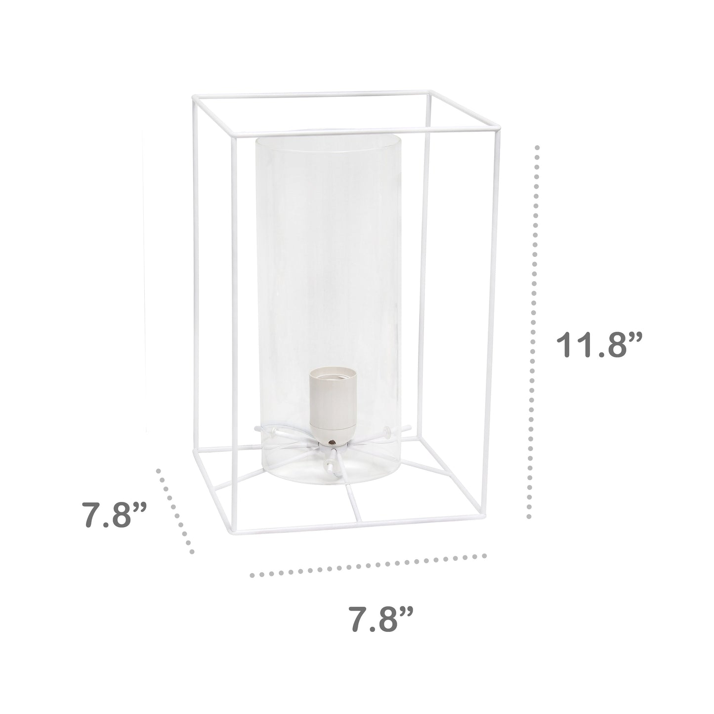 All The Rages Lalia Home Large White Framed Table Lamp With Clear Cylinder Glass Shade