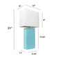 All The Rages Lalia Home Lexington 21" Aqua Leather Base Modern Home Bedside Table Lamp