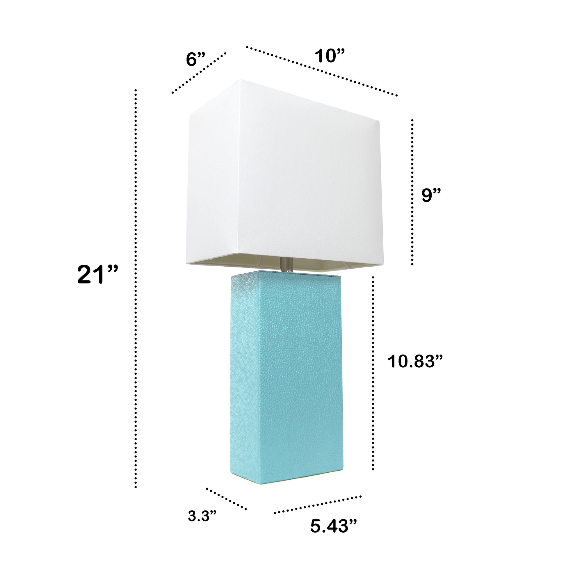 All The Rages Lalia Home Lexington 21" Aqua Leather Base Modern Home Bedside Table Lamp