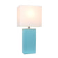 All The Rages Lalia Home Lexington 21" Aqua Leather Base Modern Home Bedside Table Lamp