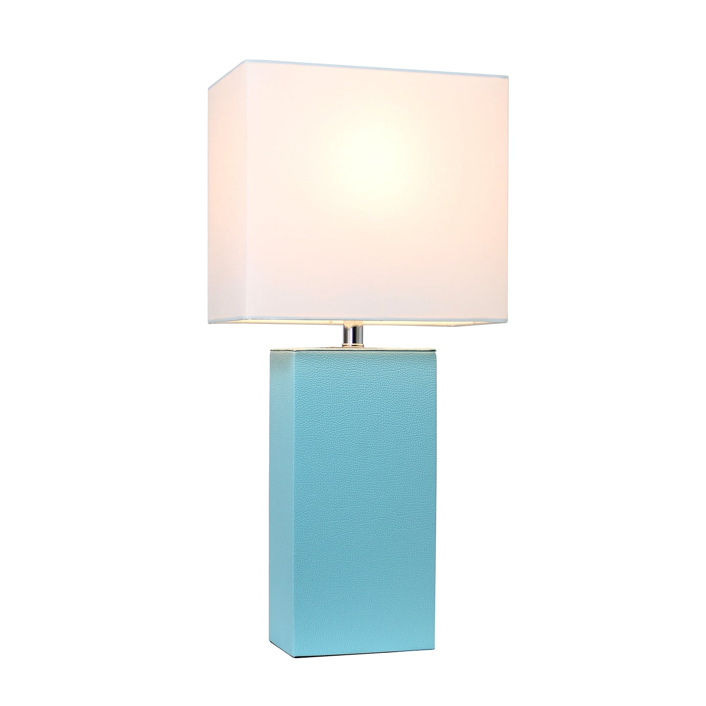 All The Rages Lalia Home Lexington 21" Aqua Leather Base Modern Home Bedside Table Lamp