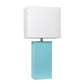 All The Rages Lalia Home Lexington 21" Aqua Leather Base Modern Home Bedside Table Lamp