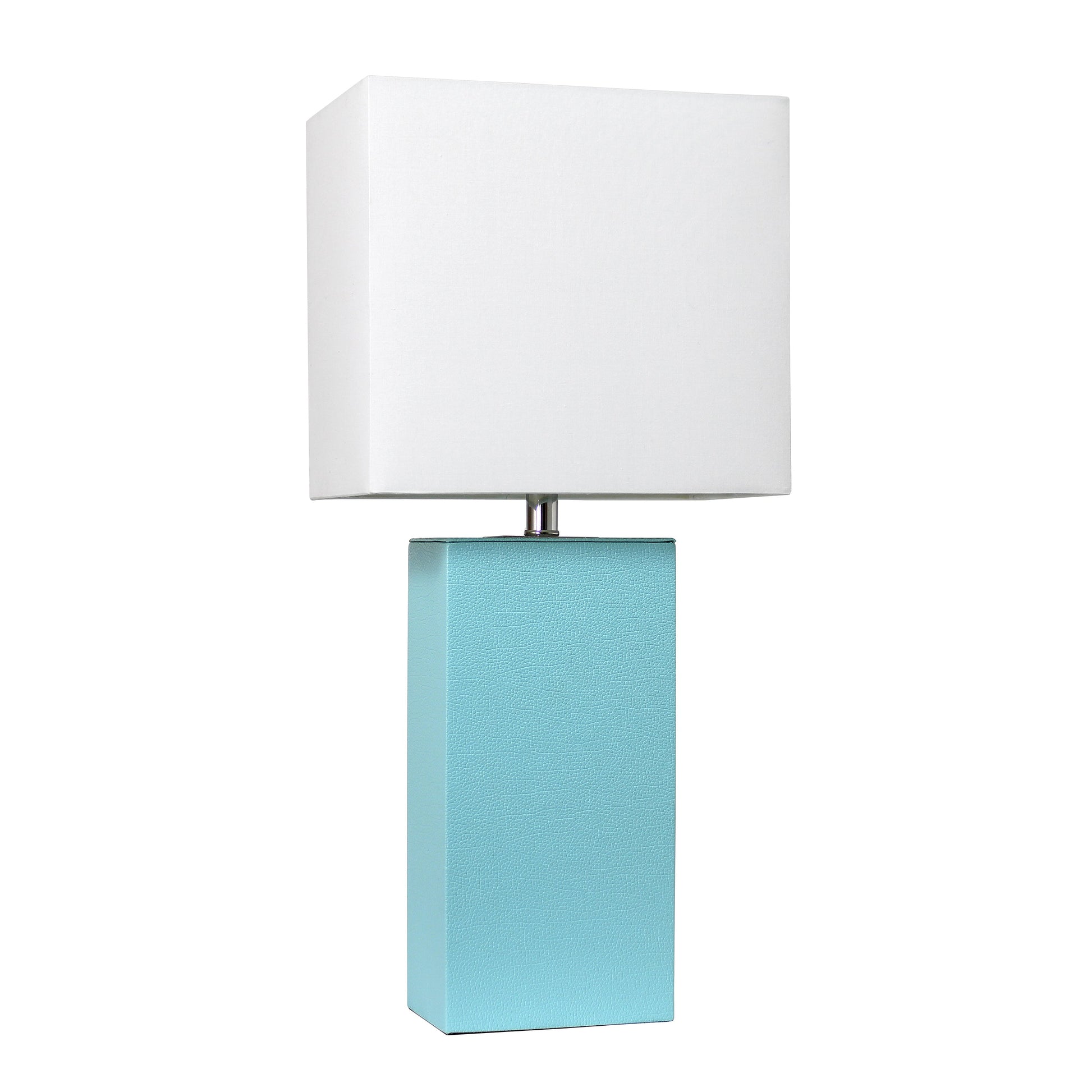 All The Rages Lalia Home Lexington 21" Aqua Leather Base Modern Home Bedside Table Lamp