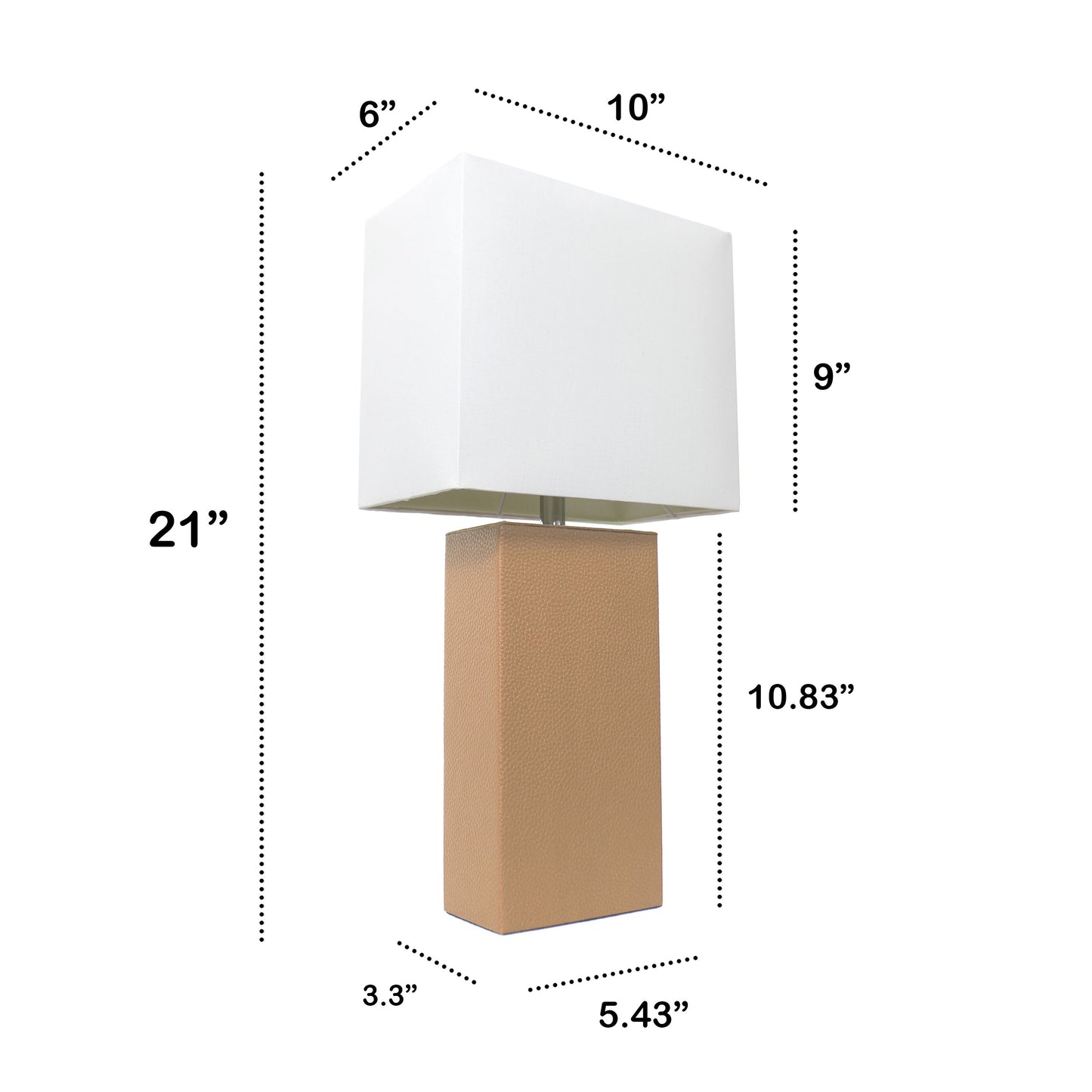 All The Rages Lalia Home Lexington 21" Beige Leather Base Modern Home Bedside Table Lamp