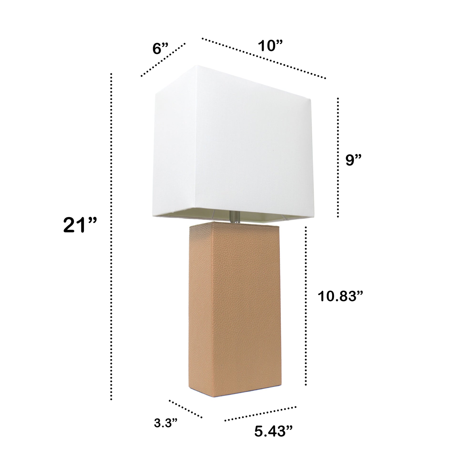 All The Rages Lalia Home Lexington 21" Beige Leather Base Modern Home Bedside Table Lamp