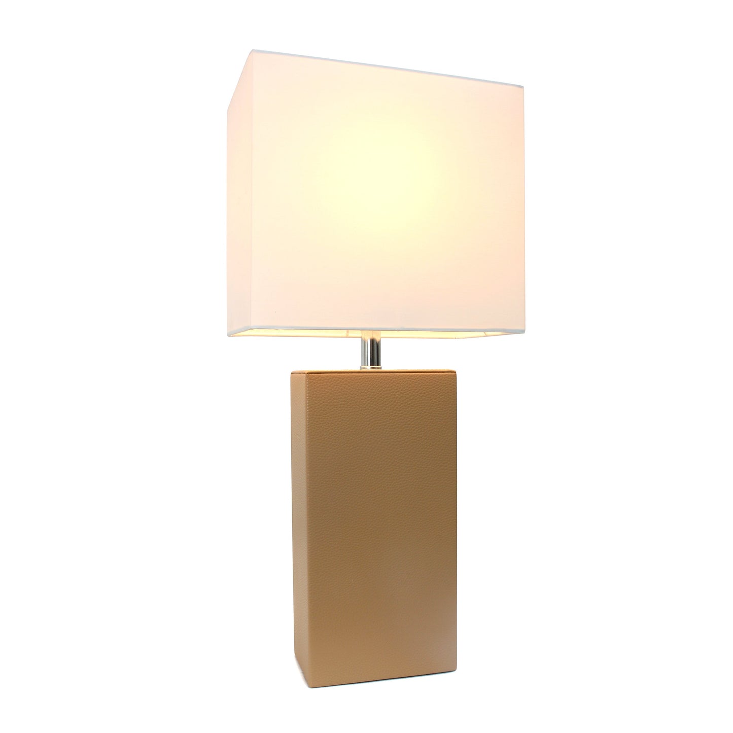 All The Rages Lalia Home Lexington 21" Beige Leather Base Modern Home Bedside Table Lamp