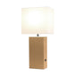All The Rages Lalia Home Lexington 21" Beige Leather Base Modern Home Décor Bedside Table Lamp With USB Charging Port