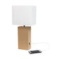 All The Rages Lalia Home Lexington 21" Beige Leather Base Modern Home Décor Bedside Table Lamp With USB Charging Port
