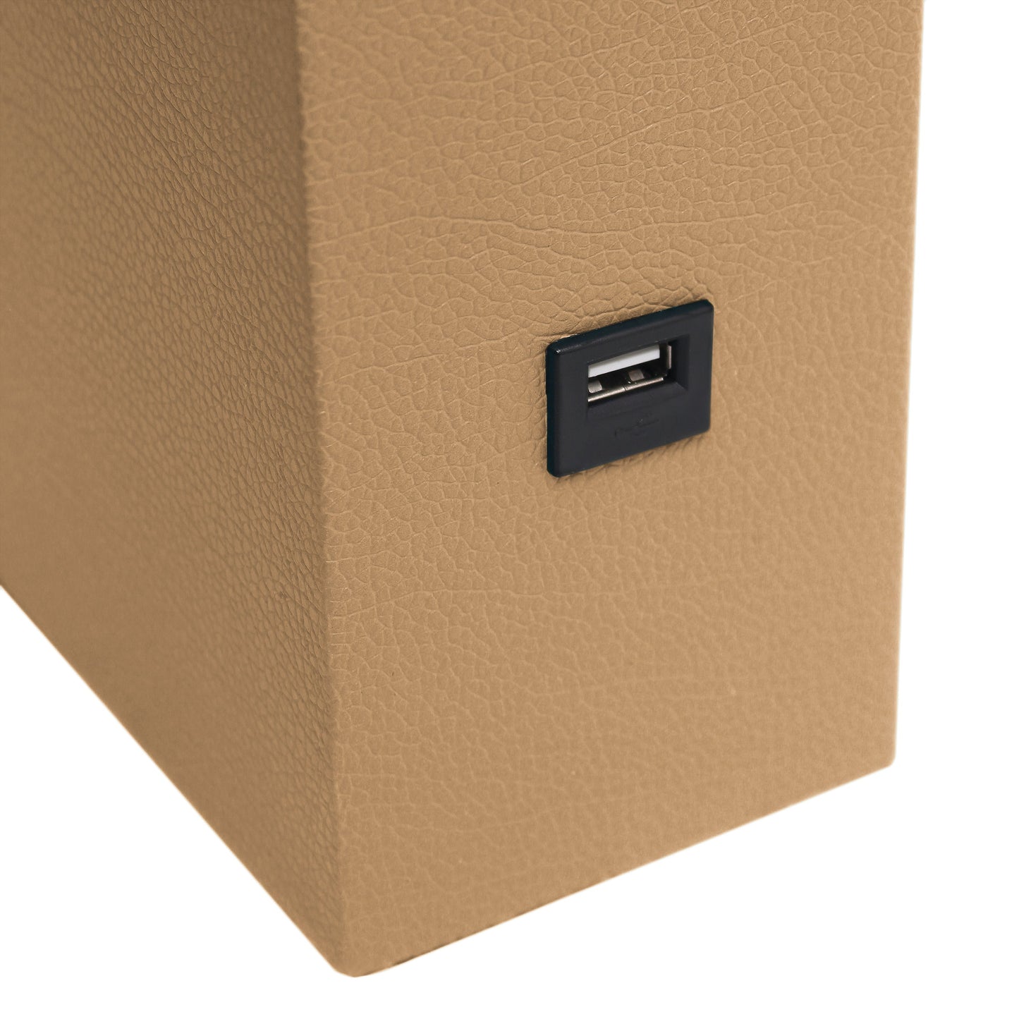 All The Rages Lalia Home Lexington 21" Beige Leather Base Modern Home Décor Bedside Table Lamp With USB Charging Port