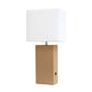 All The Rages Lalia Home Lexington 21" Beige Leather Base Modern Home Décor Bedside Table Lamp With USB Charging Port