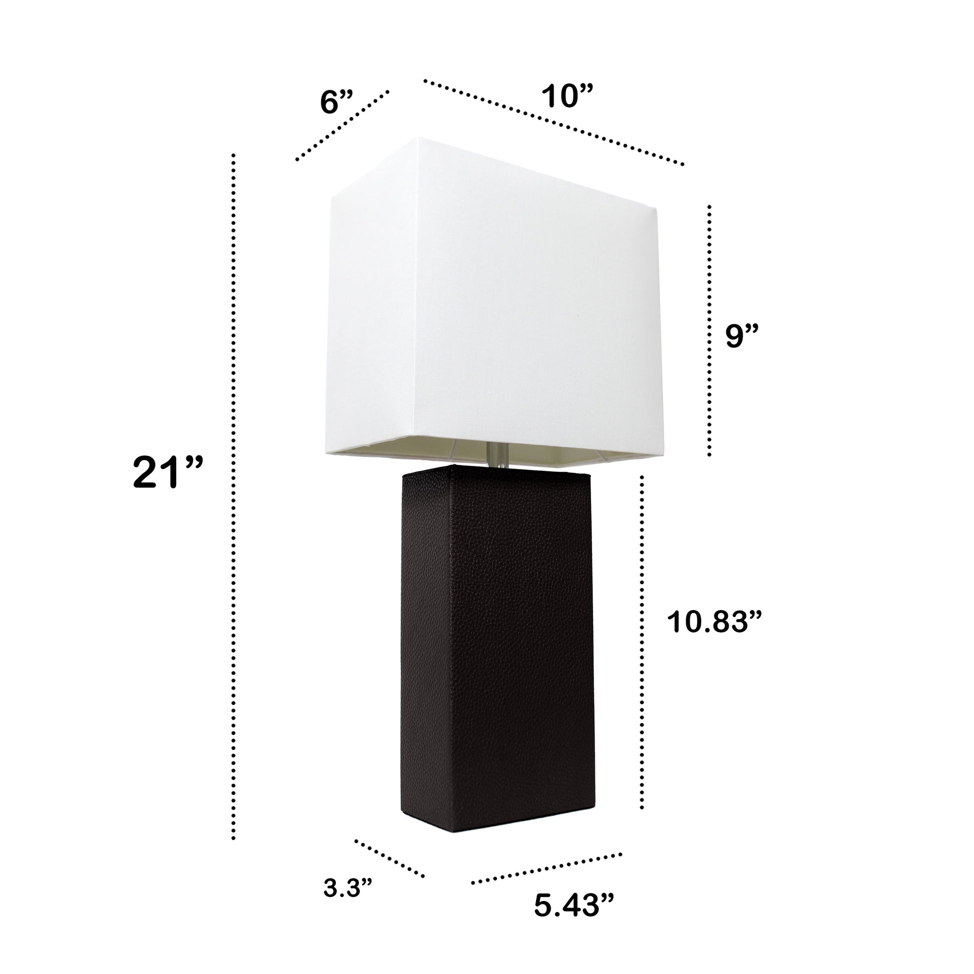 All The Rages Lalia Home Lexington 21" Black Leather Base Modern Home Bedside Table Lamp