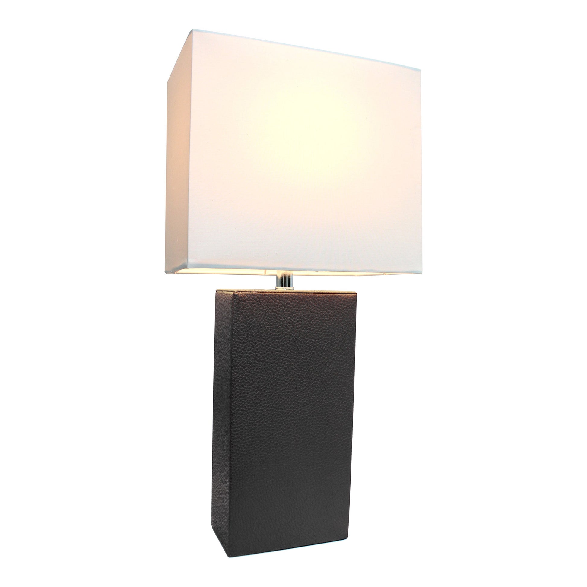 All The Rages Lalia Home Lexington 21" Black Leather Base Modern Home Bedside Table Lamp