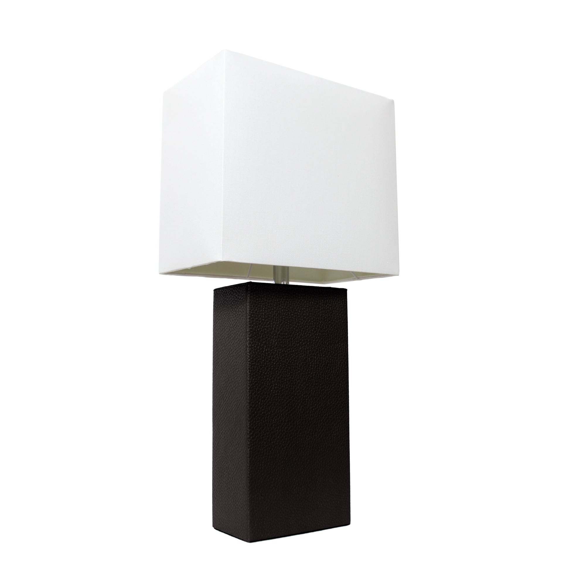All The Rages Lalia Home Lexington 21" Black Leather Base Modern Home Bedside Table Lamp